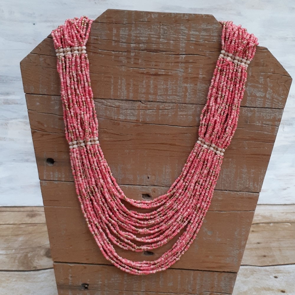 Multi strand Beaded Necklace Long